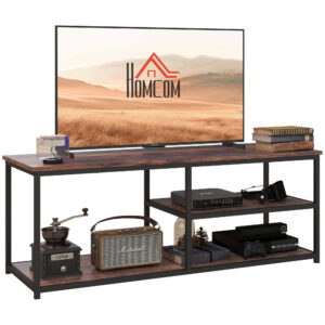 HOMCOM TV stand Industrial Style TV Cabinet With Storages 2 Shelves Metal Frame For living Room Aosom UK