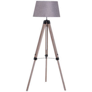 HOMCOM Wooden Adjustable Tripod Free Standing Floor Lamp Bedside Light E27 Bulb Compatible Aosom UK