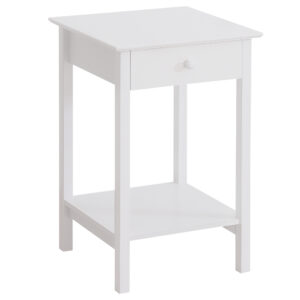 HOMCOM Wooden Bedside Cabinet with Drawer and Shelf Multipurpose Nightstand for Bedroom White Aosom UK