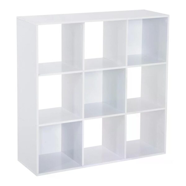 HOMCOM Wooden Cabinet Freestanding Open Cabinet with 9 Cubes Storage for Bedroom Living Room Study Office White Aosom UK