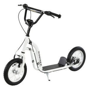 HOMCOM Youth Scooter Front and Rear Caliper Dual Brakes 12 Inch Inflatable Front Wheel Ride On Toy For Age 5+