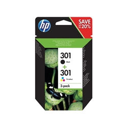 HP 301 2 pack BlackTri colour Original Ink Cartridges N9J72AE