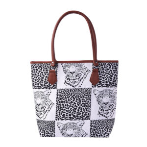 Handtasche mit Kunstleder Griff Leopard Muster