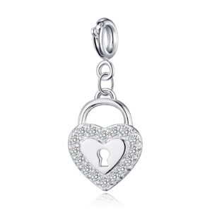 Heart Lock Charm Created with Zircondia® Crystals