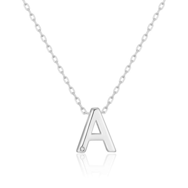 Initial Necklace Letter A Created with Zircondia® Crystals