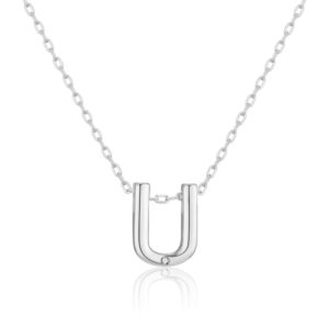 Initial Necklace Letter U Created with Zircondia® Crystals