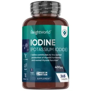 Iodine 400mcg 365 tablets 1 year supply Vegan Potassium Iodide Tablets by WeightWorld