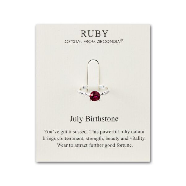 January Garnet Adjustable Birthstone Ring Created with Zircondia® Crystals