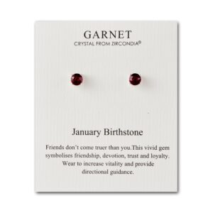 January Garnet Birthstone Earrings Created with Zircondia® Crystals