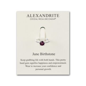 June Alexandrite Adjustable Birthstone Ring Created with Zircondia® Crystals