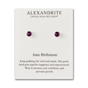 June Alexandrite Birthstone Earrings Created with Zircondia® Crystals