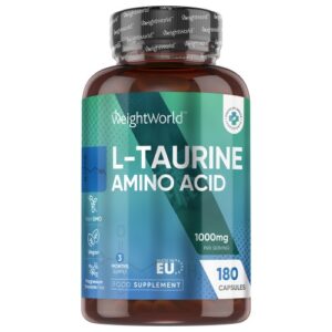 L Taurine 1000mg 180 Capsules High Strength Amino Acid 3 Months Supply Supplement for hydration and electrolytes