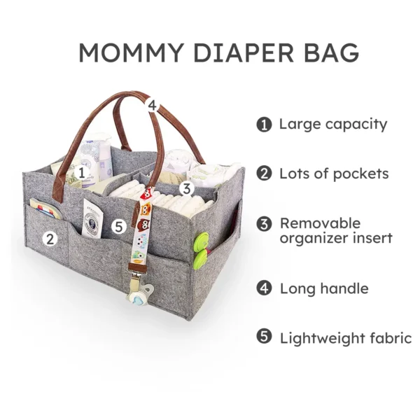 Large Cloth Storage Capacity Diaper Bag Foldable Baby Large Size Diaper Caddy