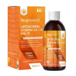 Liposomal Vitamin D3 + K2 250ml Premium Liquid Supplement Orange Flavour