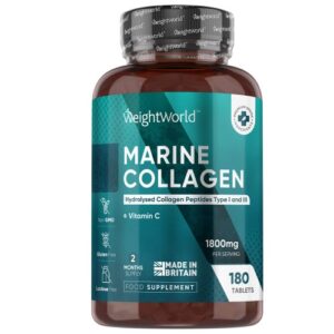 Marine Collagen Tablets 1800 mg 180 Tablets Ideal for Skin Bones and Joints WeightWorld UK