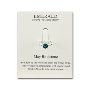 May Emerald Adjustable Birthstone Ring Created with Zircondia® Crystals