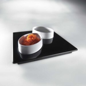 Mebel Entity 19 Set of 2 White Bowls on Black Square Tray