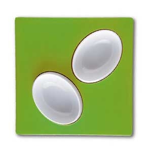 Mebel Entity 19 Set of 2 White Bowls on Green Square Tray