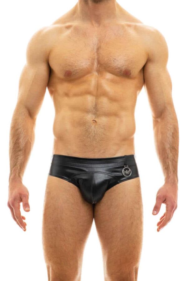 Modus Vivendi Mens Leather Brief Black Polyester M