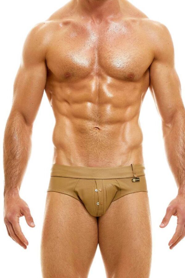 Modus Vivendi Mens Leather Brief TanCamel Polyester S