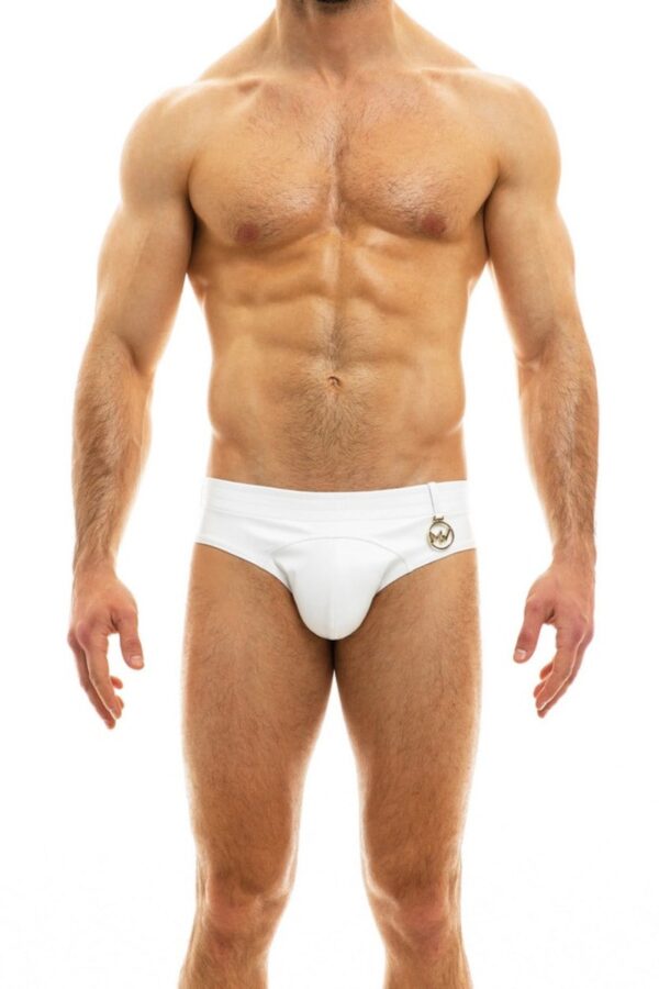 Modus Vivendi Mens Leather Brief White Polyester S