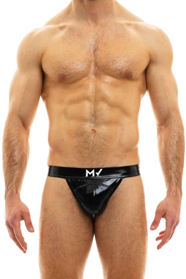 Modus Vivendi Mens PVC Vinyl Tanga Brief Black Polyester M