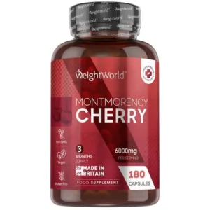 Montmorency Cherry 180 Capsules 6000mg Per Serving Vegan Natural Tart Cherry Extract Supplement