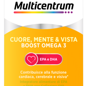 Multicentrum cuore mente e vista boost omega 3 integratore alimentare epa e dha 60 mini perle