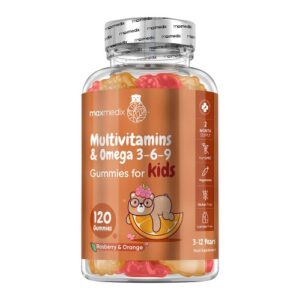 Multivitamin Gummies for Kids 120 Gummies 17 Essential Vitamins Omega 3 6 9 Strawberry Orange Flavour For 3 to 12 Years Children