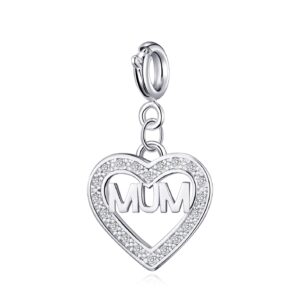 Mum Heart Charm Created with Zircondia® Crystals