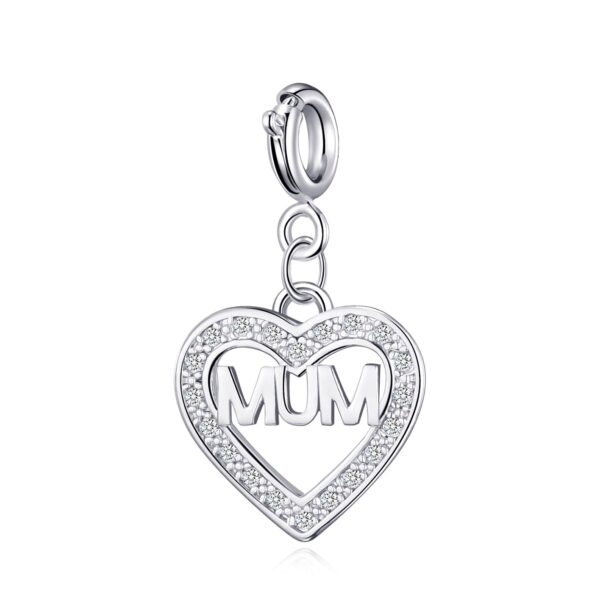 Mum Heart Charm Created with Zircondia® Crystals