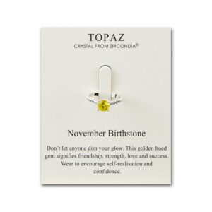 November Topaz Adjustable Birthstone Ring Created with Zircondia® Crystals