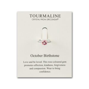 October Tourmaline Adjustable Birthstone Ring Created with Zircondia® Crystals