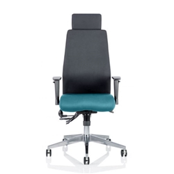 Onyx Posture Chair Kingfisher Colour Seat With Headrest Wit