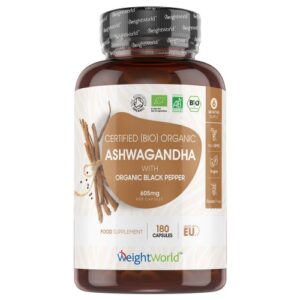 Organic Ashwagandha + Black Pepper 600mg 180 Capsules Ideal Tablets for Energy Memory Muscle Growth