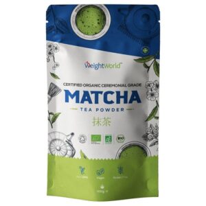 Organic Matcha Green Tea 100g Powder 50 Servings with Vitamins and Minerals Ceremonial Grade Japanese Matcha Tea by WeightWorld