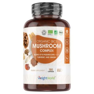 Organic Mushroom Complex Natural Immunity Supplement 180 Capsules