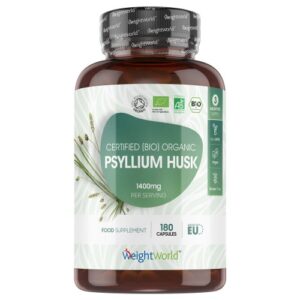 Organic Psyllium Husk 1400mg 180 capsules Gut health Supplement for Digestion