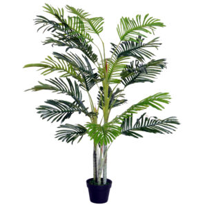 Outsunny 150cm5ft Artificial Palm Tree Decorative Indoor Faux Green Plant wLeaves Home Décor Tropical Potted Home Office Aosom UK