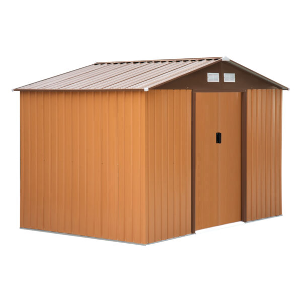 Outsunny 9 x 6FT Garden Metal Storage Shed Outdoor Storage Shed with Foundation Ventilation Doors Yellow