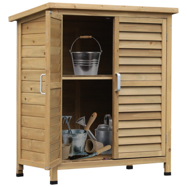 Outsunny Garden Storage Unit Solid Fir Wood Garage Organisation Sturdy Cabinet Outdoor