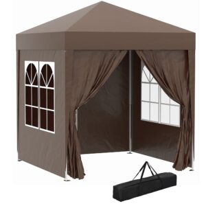 Outsunny Pop Up Gazebo Canopy, size (2 x 2m)- Coffee Aosom UK