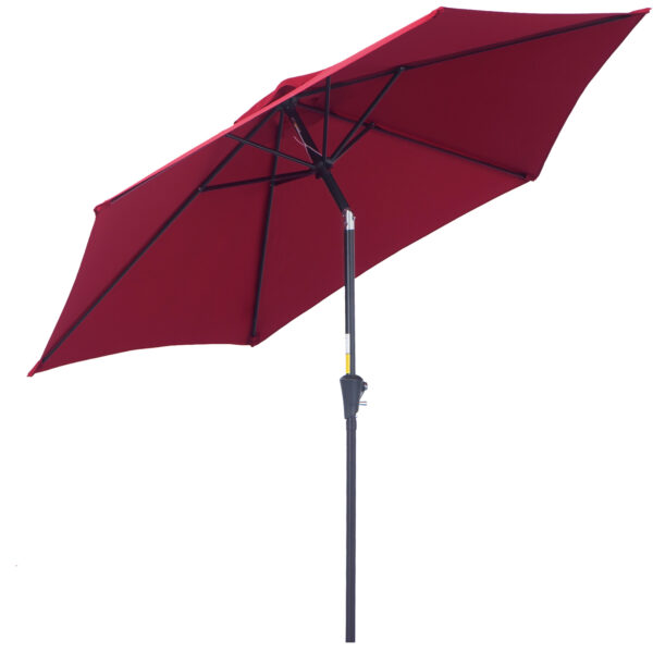 Outsunny Tilting Garden Parasol Crank Operated Sun Shade with Aluminium Frame Wine Red 27M Aosom UK