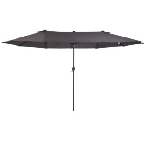 Outsunny Waterproof 46m Garden Parasol Double Sided Sun Umbrella Patio Market Shelter Canopy Shade Outdoor Grey NO BASE Aosom UK