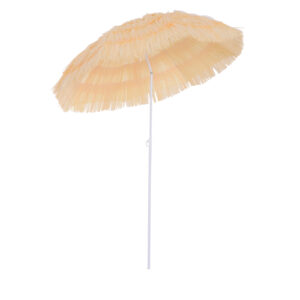 Outsunny Waterproof Patio Garden Hawaii Beach Sun Umbrella Sunshade Hawaiian Folding Tilting Crank Parasol Wheat Aosom UK