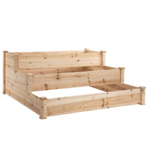 Outsunny Wooden Raised Garden Bed 3 Tier Planter Kit Elevated Planter Box Stand for Yard Patio 124 x 124 x 56 cm