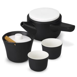 PO Black Evo Song Tea Set with White Lids