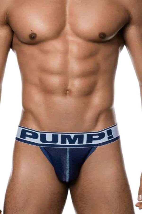 PUMP Underwear Blue Steel Mens Micro Mesh Jockstrap Blue NavyDark Blue Nylon M