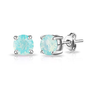 Pacific Green Opal Earrings Created with Zircondia® Crystals