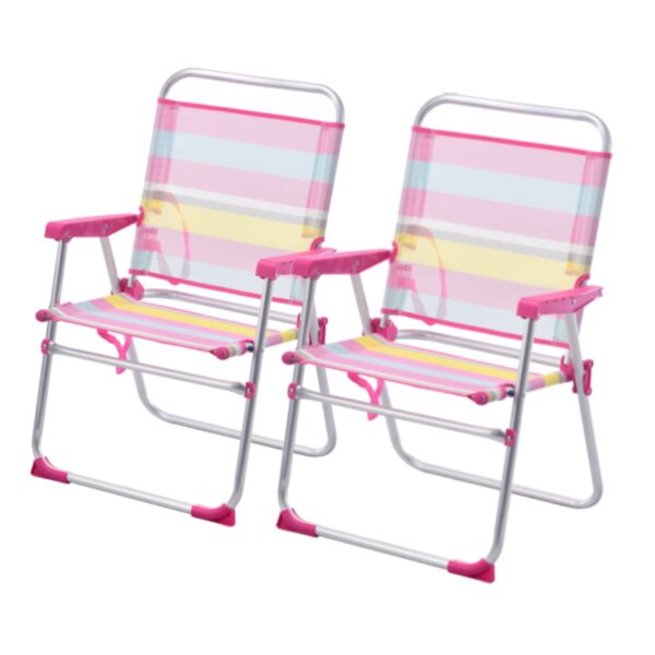 Pack de 2 Sillas Plegables Silla de Playa Fija Plegable de Aluminio 52x38x84CM